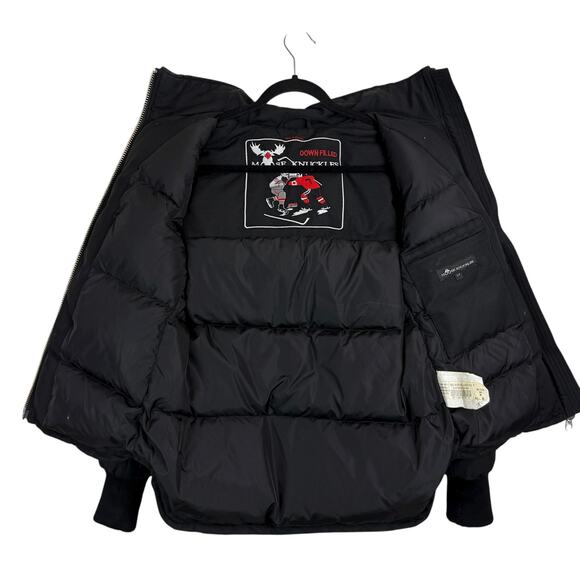 Moose Knuckles Beaver Fox Fur Hooded Down Bomber Jacket Black Size Small - Picture 8 of 16